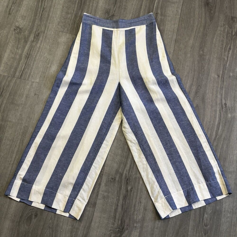 Madewell Huston Pants Capri Crop Women's Small Linen Pull On Crop Wide Leg Beach